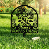 Personalized Rose Garden Stake Rose Metal Sign Garden Flower Sign Custom Garden Name Sign Garden Decor Yard Art