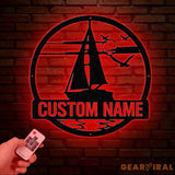 Personalized Sailboat Metal Wall Art With Led Lights Custom Sail Boat Sign Lake House Decor Sailing Boat Art