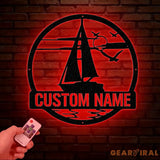 Personalized Sailboat Metal Wall Art With Led Lights Custom Sail Boat Sign Lake House Decor Sailing Boat Art