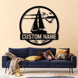 Personalized Sailboat Metal Wall Art With Led Lights Custom Sail Boat Sign Lake House Decor Sailing Boat Art