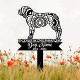 Personalized Saint Bernard Mandala Garden Stake Zentangle Yard Art Dog Memorial Sign Outdoor Decor Pet Loss Sympathy
