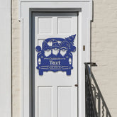 Personalized Santa Car Metal Sign – Custom Christmas Decor – Festive Holiday Sign with Gnomes and Tree for Indoor or