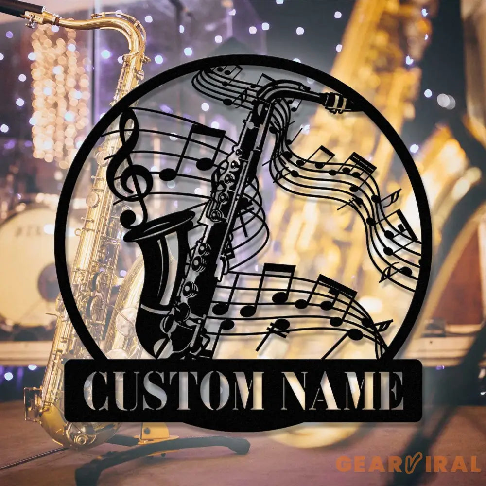Personalized Saxophone Musical Instrument Metal Wall Art LED Light - Custom Player Name Sign Home Decor - Ideal for