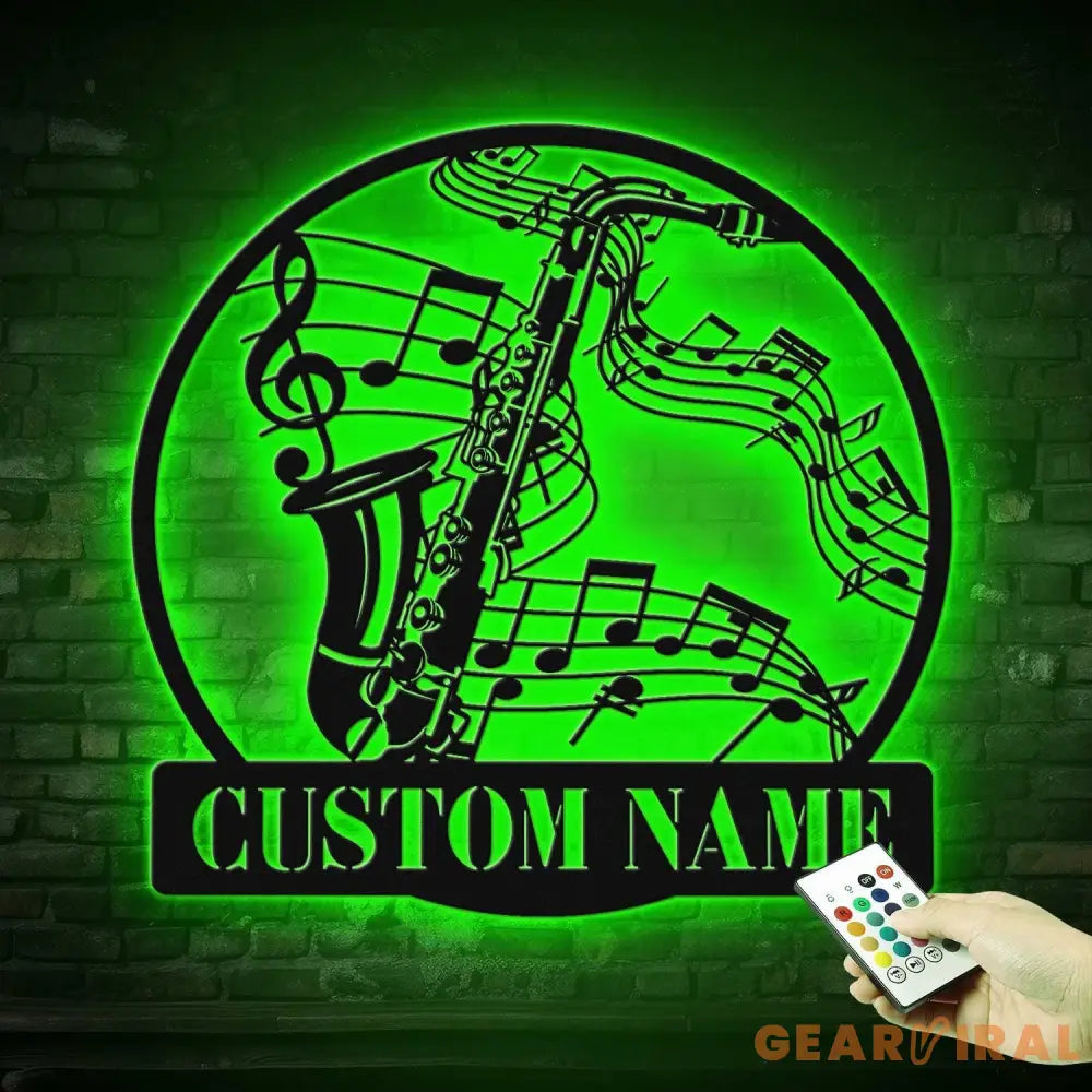 Personalized Saxophone Musical Instrument Metal Wall Art LED Light - Custom Player Name Sign Home Decor - Ideal for