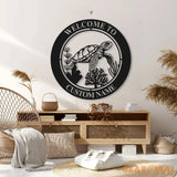 Personalized Sea Turtle Metal Sign-Nautical Sea Turtle Wall Art-Beach House Wall Hanging-Turtle Welcome Sign-Under the
