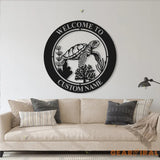 Personalized Sea Turtle Metal Sign-Nautical Sea Turtle Wall Art-Beach House Wall Hanging-Turtle Welcome Sign-Under the