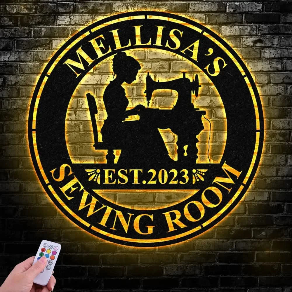 Personalized Sewing Led Light Metal Wall Art Sewing Decor Metal Sewing Sign Quilting Sign Gift For Wife Gift For