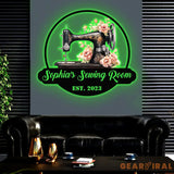 Personalized Sewing Metal Sign Custom Quilting Sign For Sewing Room Decor Sewing Machine With Flower Sign Craft Room