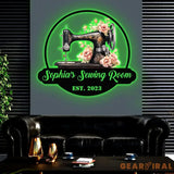 Personalized Sewing Metal Sign Custom Quilting Sign For Sewing Room Decor Sewing Machine With Flower Sign Craft Room