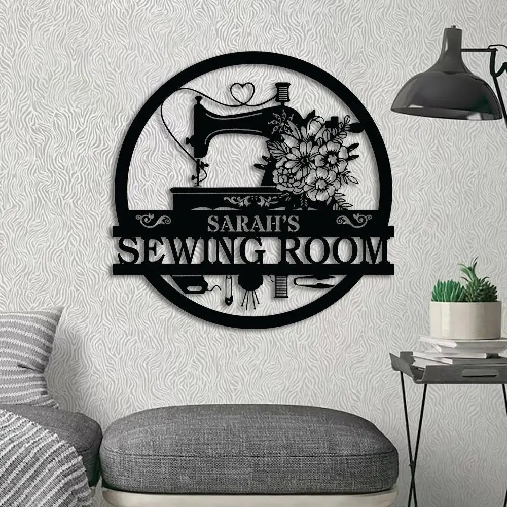 Personalized Sewing Metal Wall Art Sewing Room Sign Custom Sewing Sign Sewing Room Wall Decor Quilting Sign Gift for