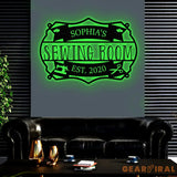 Personalized Sewing Room Metal Sign with Led Light Craft Sign Decor Craft Quilting Sign Art Room Decor Sewing Hobby