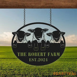 Personalized Sheep Farm Metal Sign - Lamp Farmhouse Decor - Family Name Sign - Metal Garden Sign | GearViral
