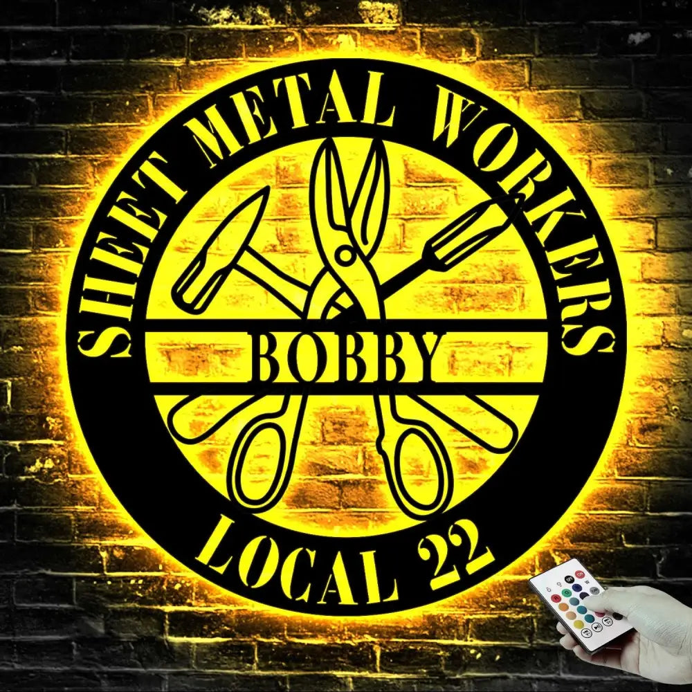 Personalized Sheet Metal Workers Metal Wall Art With Led Lights - Sheet Metal Workers Gift - Custom Local - Christmas