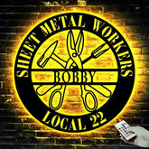 Personalized Sheet Metal Workers Metal Wall Art With Led Lights - Sheet Metal Workers Gift - Custom Local - Christmas