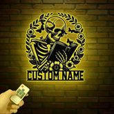 Personalized Skeleton Reading Books Metal Sign with LED Lights - Library Decor - Bookworm & Reading Room Sign - Book