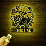 Personalized Skeleton Reading Books Metal Sign with LED Lights - Library Decor - Bookworm & Reading Room Sign - Book