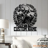 Personalized Skeleton Reading Books Metal Sign with LED Lights - Library Decor - Bookworm & Reading Room Sign - Book