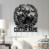 Personalized Skeleton Reading Books Metal Sign with LED Lights - Library Decor - Bookworm & Reading Room Sign - Book