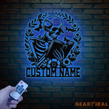 Personalized Skeleton Reading Books Metal Sign with LED Lights - Library Decor - Bookworm & Reading Room Sign - Book