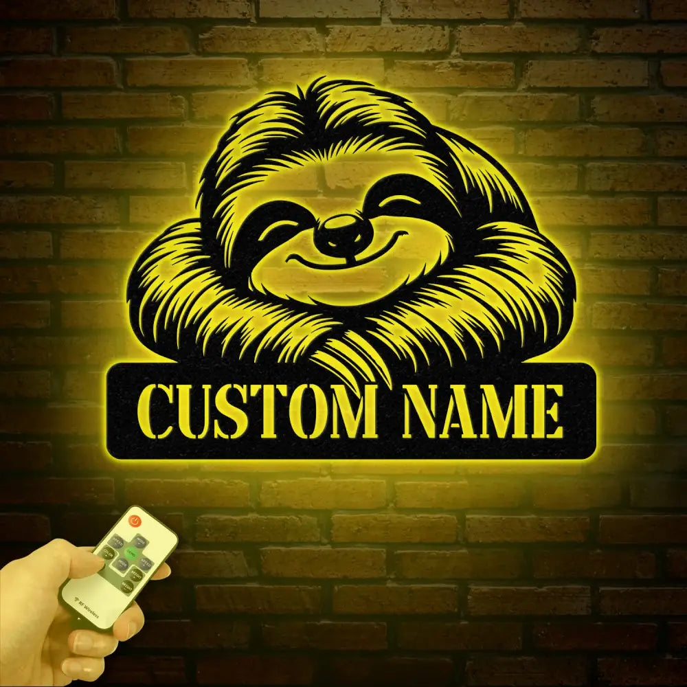 Personalized Sloth Metal Wall Art LED Light Custom Lazy Sloth Name Sign Funny Sloth Lover Decor Home Wall Art Gift for