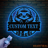 Personalized Sloth Metal Wall Art LED Light Custom Lazy Sloth Name Sign Funny Sloth Lover Decor Home Wall Art Gift for