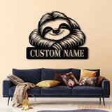 Personalized Sloth Metal Wall Art LED Light Custom Lazy Sloth Name Sign Funny Sloth Lover Decor Home Wall Art Gift for