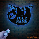 Personalized Sloth Metal Wall Art LED Light Custom Lazy Sloth Name Sign Funny Sloth Lover Decor Home Wall Art Gift for