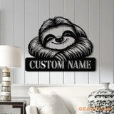 Personalized Sloth Metal Wall Art LED Light Custom Lazy Sloth Name Sign Funny Sloth Lover Decor Home Wall Art Gift for