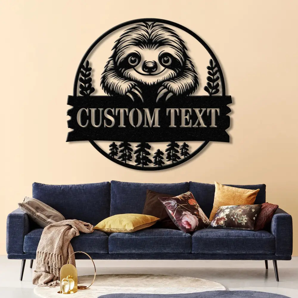 Personalized Sloth Metal Wall Art LED Light Custom Lazy Sloth Name Sign Funny Sloth Lover Decor Home Wall Art Gift for