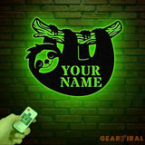 Personalized Sloth Metal Wall Art LED Light Custom Lazy Sloth Name Sign Funny Sloth Lover Decor Home Wall Art Gift for