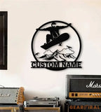 Personalized Snowboarding Metal Wall Art LED Light Custom Snowboard Name Sign Home Decor Snowboarder Mountain Winter