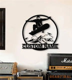 Personalized Snowboarding Metal Wall Art LED Light Custom Snowboard Name Sign Home Decor Snowboarder Mountain Winter