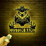 Personalized Snowmobile Metal Wall Art with LED Lights Man Riding Snowmobile Sign Winter Adventure Decor Snow Game Sign