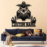 Personalized Snowmobile Metal Wall Art with LED Lights Man Riding Snowmobile Sign Winter Adventure Decor Snow Game Sign
