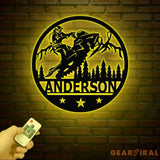 Personalized Snowmobile Metal Wall Art with LED Lights - Man Riding Snowmobile Sign Winter Adventure Decor Xmas Gift
