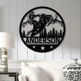 Personalized Snowmobile Metal Wall Art with LED Lights - Man Riding Snowmobile Sign Winter Adventure Decor Xmas Gift
