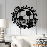 Personalized Soccer Ball Metal Sign with LED Light - Custom Name Sport Wall Art - Home Decor & Birthday Gift for Soccer