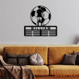 Personalized Soccer Boy Medal Holder,Custom Soccer Name Medal Hanger,12 Rungs for Medals & Ribbons,Soccer Award