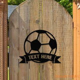 Personalized Soccer Metal LED Sign - Last Name Initial Hanging - Personalize Soccer Metal Sign - Football Wall Sign