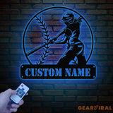 Personalized Softball Girl Metal Wall With lights Custom Softball Name Sign Softball Lover Sign Decoration For Living