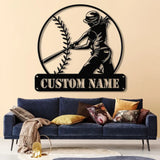 Personalized Softball Girl Metal Wall With lights Custom Softball Name Sign Softball Lover Sign Decoration For Living