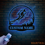 Personalized Spearfishing Metal Sign with Led Light Custom Water Sport Wall Art Fisherman Decor Scuba Wall Hanging Gift