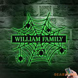 Personalized Spider Web Name Sign With Led Lights Halloween Home Decor Halloween gift Idea Housewarming Gift Family