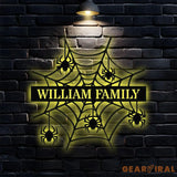 Personalized Spider Web Name Sign With Led Lights Halloween Home Decor Halloween gift Idea Housewarming Gift Family