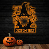 Personalized Spooky Gnome Pumpkin Halloween Metal Wall Art Led Light Custom Halloween Sign Halloween Party Decor Custom