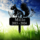 Personalized Squirrel Memorial Heart Stake Sign - Pet Grave Marker Squirrel Lover Gift Pet Loss Sympathy Sign