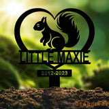 Personalized Squirrel Memorial Heart Stake Sign - Pet Grave Marker Squirrel Lover Gift Pet Loss Sympathy Sign