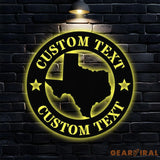 Personalized State Metal Address LED Sign - House number Hanging Address Plaque Yard Sign -Personalize Family Name Sign