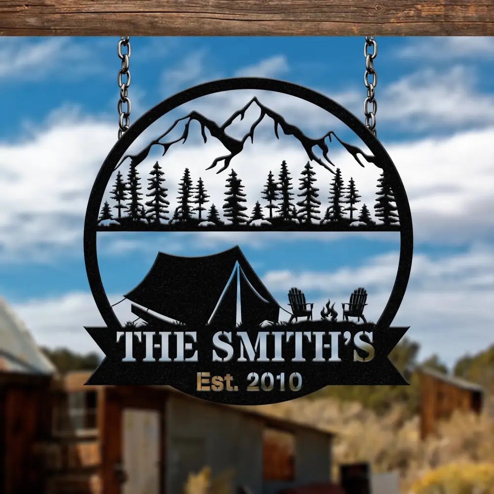 Personalized Tent Camping Metal Sign Custom Campsite Yard Sign Outdoor Camping Decor Custom Camping Gift Rustic