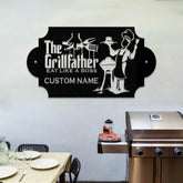 Personalized The Grill Father Metal Sign with LED Light Metal Barbecue Sign Bar Signs BBQ Signs Outdoor Kitchen Metal